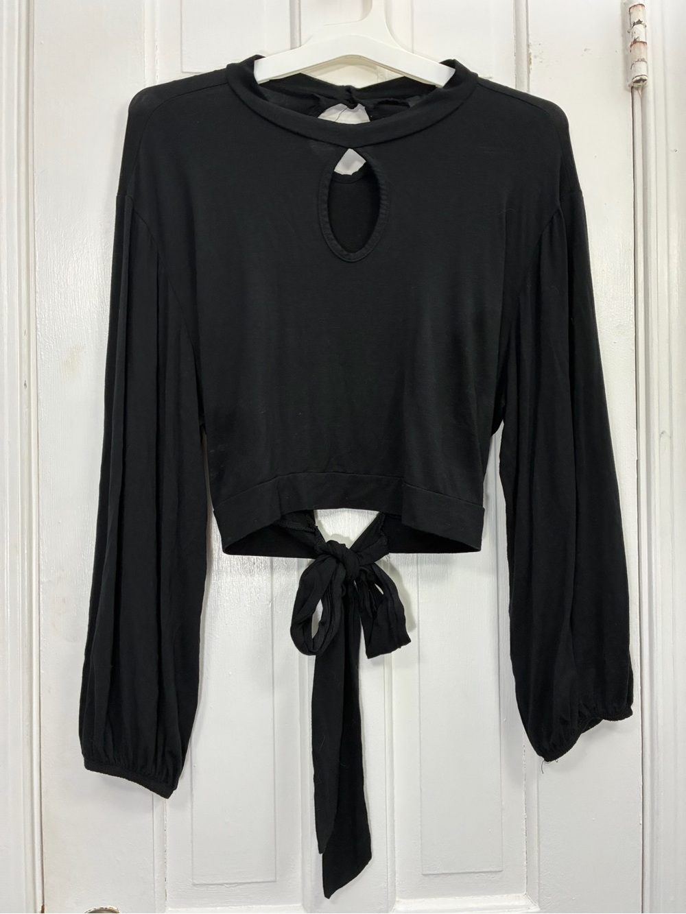 Ashley Stewart Black Long-Sleeve Tie-Back Crop Top - size 22/24 3x